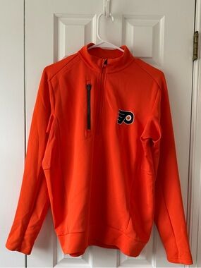 Antigua Orange Philadelphia Flyers Mens Quarter Zip size Small Like New